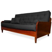 Sofá Cama Paris Acquablock Preto Madeira Maciça Cor Imbuia