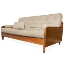 Sofá Cama Paris II Sarja em Madeira Maciça Cor Natural - Bege Claro Sofá Cama Paris II Sarja em Madeira Maciça Cor Natural - Bege Claro