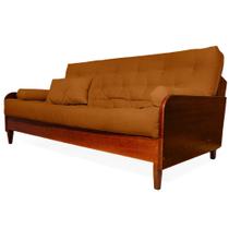 Sofá Cama Paris Sarja Caramelo Madeira Nobre Cor Imbuia