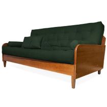 Sofá Cama Paris Sarja Verde Militar Madeira Maciça Alto Padrão