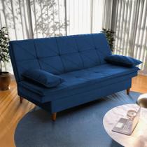Sofá Cama Pérsia 3 Lugares Suede Velut Azul Marinho - King House