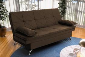 Sofá Cama Pérsia 3 Lugares Suede Velut Marrom - King House