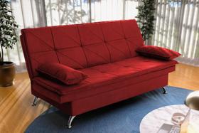 Sofá Cama Pérsia 3 Lugares Suede Velut Vermelho - King House