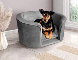 Sofá Cama Pet Para Cachorro E Gato Veludo Cinza 80x60 Bz