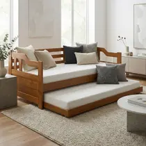 Sofá Cama Premium Madeira Maciça Com Cama Auxiliar Solteiro Ideal para Espaços Modernos Sofá Cama Premium Madeira Maciça Com Cama Auxiliar Solteiro Ideal para Espaços Modernos