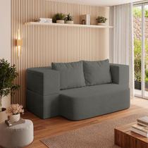 Sofá Cama Puff Modular Dobrável 1,90m Duo Boucle - Balaqui - Balaqui Decor