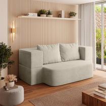 Sofá Cama Puff Modular Dobrável 1,90m Duo Boucle - Balaqui Bege