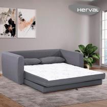 Sofá-Cama Queen 3 lugares Herval Cairo, Linho Cinza, 188 cm Sofá-Cama Queen 3 lugares Herval Cairo, Linho Cinza, 188 cm
