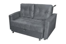 Sofá Cama Reclinável 2 Lugares 140cm Drika Cinza Matrix