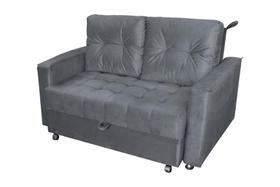 Sofá Cama Reclinável 2 Lugares 140cm Drika Cinza Matrix