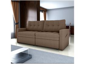 Sofá Cama Reclinável 2 Lugares 220Cm Nayla Veludo Turkey Capuccino Matrix