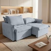 Sofá Cama Reclinável 2 Lugares Bouclê Singapura com Catraca e 2 Almofadas SOFA STORE