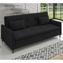 Sofá Cama Reclinável 3 Lugares 213cm Veludo Lima Preto