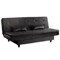 Sofa cama Reclinavel 3 Lugares com 2 almofadas Luxo Premium cor Preto