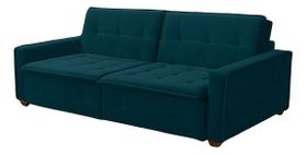 Sofá Cama Reclinável 3 Lugares Filadélfia Veludo Cinza Trovão - Meu Estofado