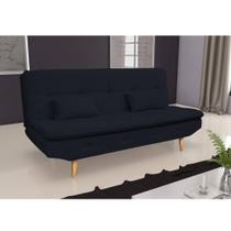 Sofá Cama Reclinável Antonella em Veludo Light e 2 Almofadas - Petróleo