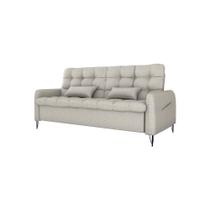 Sofá Cama Reclinável Com Almofadas 3 Lugares 200cm Pillar Matrix Linho Mileniun Palha Sofá Cama Reclinável Com Almofadas 3 Lugares 200cm Pillar Matrix Linho Mileniun Palha