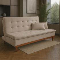 Sofá Cama Reclinável Santorini Veludo Pés de Madeira 3 Lugares Casal Premium