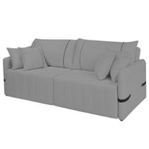 Sofá Cama Retrátil 160cm Essence D05 Linho Grafite/Preto - Mpozenato Sofá Cama Retrátil 160cm Essence D05 Linho Grafite/Preto - Mpozenato