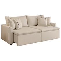 Sofá Cama Retrátil 3 Lugares 2,10m com Almofadas Linho Focus Sofá Cama Retrátil 3 Lugares 2,10m com Almofadas Linho Focus