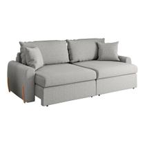 Sofá Cama Retrátil 3 Lugares 2,16m com Almofadas Linho Baltik