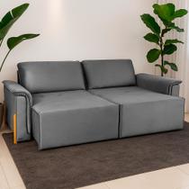 Sofá Cama Retrátil 3 Lugares Atlanta Cinza Platinum Grafite Sofá Cama Retrátil 3 Lugares Atlanta Cinza Platinum Grafite
