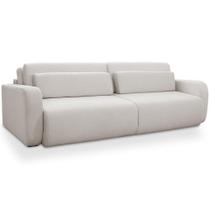 Sofá Cama Retrátil 3 Lugares Para Sala De Estar 250cm Aveiro F04 Linho Mescla Cinza - Lyam Decor Sofá Cama Retrátil 3 Lugares Para Sala De Estar 250cm Aveiro F04 Linho Mescla Cinza - Lyam Decor