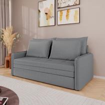 Sofá Cama Retrátil 3 Lugares Veneza 1,56m Linho Cinza Sofá Cama Retrátil 3 Lugares Veneza 1,56m Linho Cinza