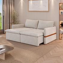 Sofá Cama Retrátil 4 Lugares Bárbara 2,00m Veludo Creme