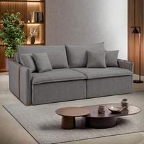 Sofá Cama Retrátil e Reclinável 2 Lugares Pés Madeira Maciça 200cm Windson Yescasa