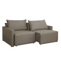 Sofá Cama Retrátil e Reclinável 2 Lugares Veludo Bege Escuro 180cm Júlia Yescasa