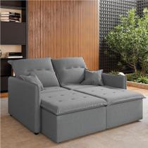 Sofá Cama Retrátil E Reclinável 2,10m 3 Lugares Bipartido Com Molas Glamour Veludo Cinza Selmer Cinza Sofá Cama Retrátil E Reclinável 2,10m 3 Lugares Bipartido Com Molas Glamour Veludo Cinza Selmer Cinza