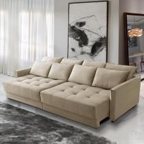 Sofá Cama Retrátil e Reclinável 2,10m com Molas Carol Veludo Bege Adonai Estofados Sofá Cama Retrátil e Reclinável 2,10m com Molas Carol Veludo Bege Adonai Estofados