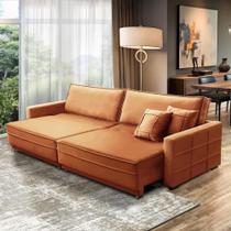 Sofá Cama Retrátil e Reclinável 2,10m com Molas Karen Veludo Terracota Adonai Estofados Sofá Cama Retrátil e Reclinável 2,10m com Molas Karen Veludo Terracota Adonai Estofados