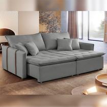 Sofa Cama Retratil e Reclinavel 220cm Detroid Yescasa Linho