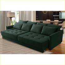 Sofá Cama Retrátil e Reclinável 2,30m com Molas Catarina Veludo Verde Rover & Beato