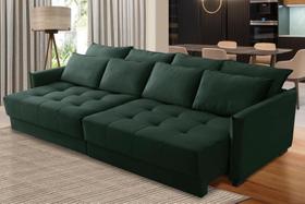 Sofá Cama Retrátil e Reclinável 2,50m com Molas Cairo Veludo Verde Mirra Decor Sofá Cama Retrátil e Reclinável 2,50m com Molas Cairo Veludo Verde Mirra Decor