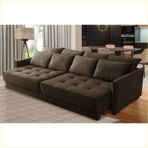 Sofá Cama Retrátil e Reclinável 2,50m com Molas Catarina Veludo Rover & Beato