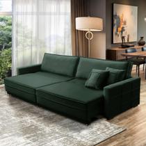 Sofá Cama Retrátil e Reclinável 2,50m com Molas Karen Veludo Verde Adonai Estofados