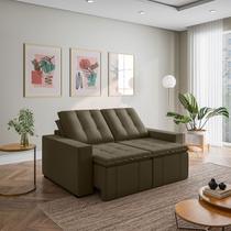 Sofá Cama Retrátil e Reclinável 3 Lugares 180cm em Veludo Palmeira CabeCasa MadeiraOriginals Grafite