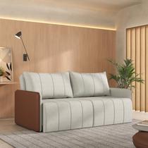 Sofá Cama Retrátil e Reclinável 3 Lugares 200cm Jequitibá CabeCasa MadeiraOriginals Caramelo/Bege Sofá Cama Retrátil e Reclinável 3 Lugares 200cm Jequitibá CabeCasa MadeiraOriginals Caramelo/Bege