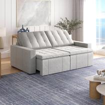 Sofá Cama Retrátil e Reclinável 3 Lugares 220cm em Linho Palmeira CabeCasa MadeiraOriginals