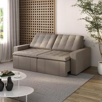 Sofá Cama Retrátil e Reclinável 3 Lugares 220cm em Veludo Palmeira CabeCasa MadeiraOriginals Castor