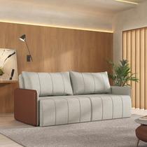 Sofá Cama Retrátil e Reclinável 3 Lugares 225cm Jequitibá CabeCasa MadeiraOriginals Caramelo/Bege Sofá Cama Retrátil e Reclinável 3 Lugares 225cm Jequitibá CabeCasa MadeiraOriginals Caramelo/Bege