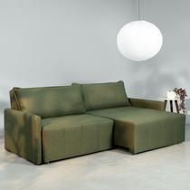 Sofá Cama Retrátil e Reclinável 3 Lugares 250cm em Linho Baraúna Cabecasa Madeiraoriginals Verde Sofá Cama Retrátil e Reclinável 3 Lugares 250cm em Linho Baraúna Cabecasa Madeiraoriginals Verde