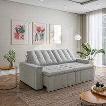 Sofá Cama Retrátil e Reclinável 3 Lugares 260cm em Linho Palmeira CabeCasa MadeiraOriginals Cinza Sofá Cama Retrátil e Reclinável 3 Lugares 260cm em Linho Palmeira CabeCasa MadeiraOriginals Cinza