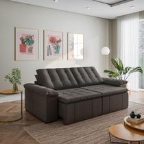 Sofá Cama Retrátil e Reclinável 3 Lugares 260cm Linho com Molas Palmeira CabeCasa MadeiraOriginals