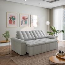 Sofá Cama Retrátil e Reclinável 3 Lugares 260cm Linho com Molas Palmeira CabeCasa MadeiraOriginals Cinza Sofá Cama Retrátil e Reclinável 3 Lugares 260cm Linho com Molas Palmeira CabeCasa MadeiraOriginals Cinza