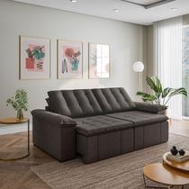 Sofá Cama Retrátil e Reclinável 3 Lugares 260cm Linho com Molas Palmeira CabeCasa MadeiraOriginals Grafite Sofá Cama Retrátil e Reclinável 3 Lugares 260cm Linho com Molas Palmeira CabeCasa MadeiraOriginals Grafite