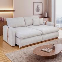 Sofá Cama Retrátil e Reclinável 3 Lugares Bouclé Gelo França 210cm Yescasa